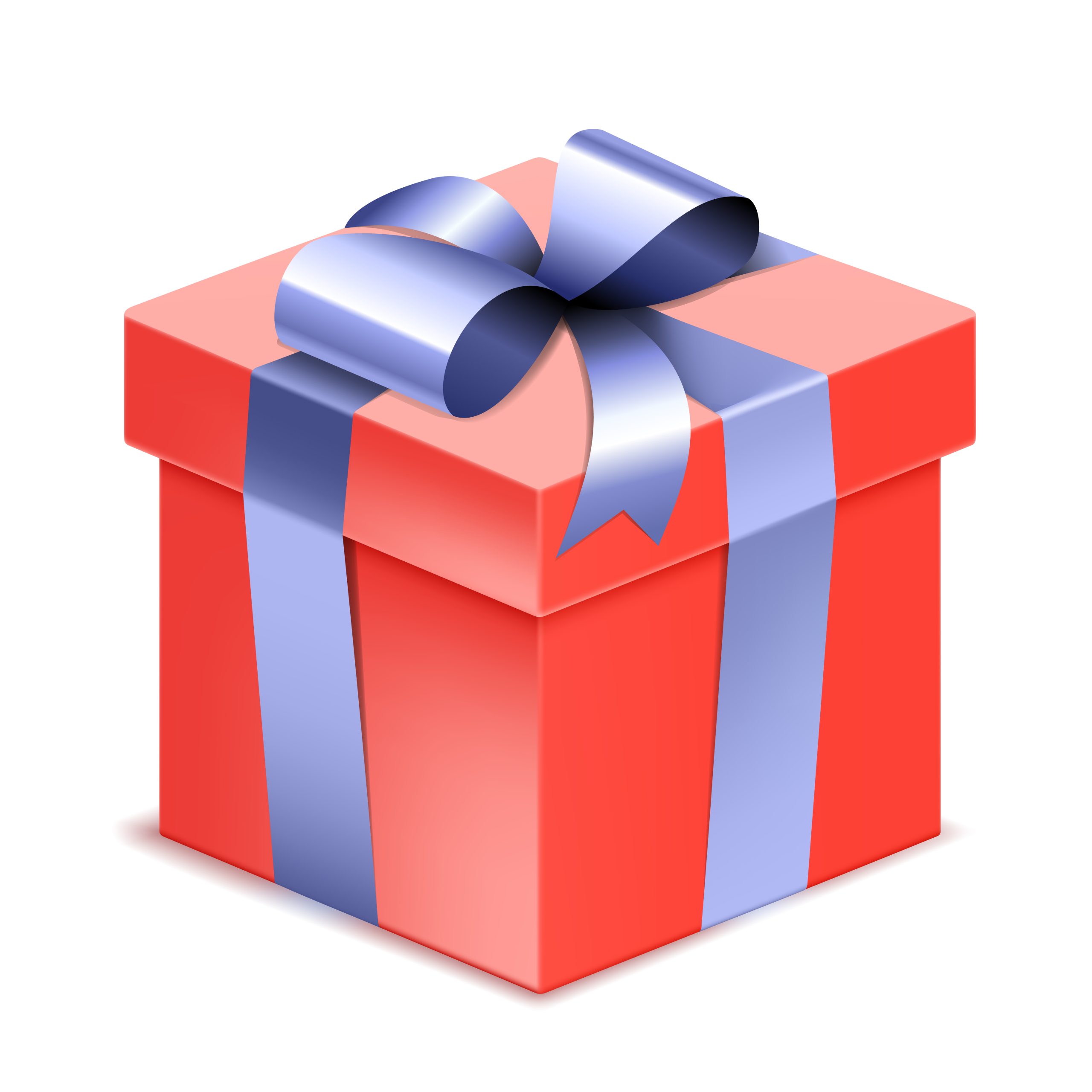 Realistic Red Gift box with bow and ribbon. Vector illustration. EPS10 opacity